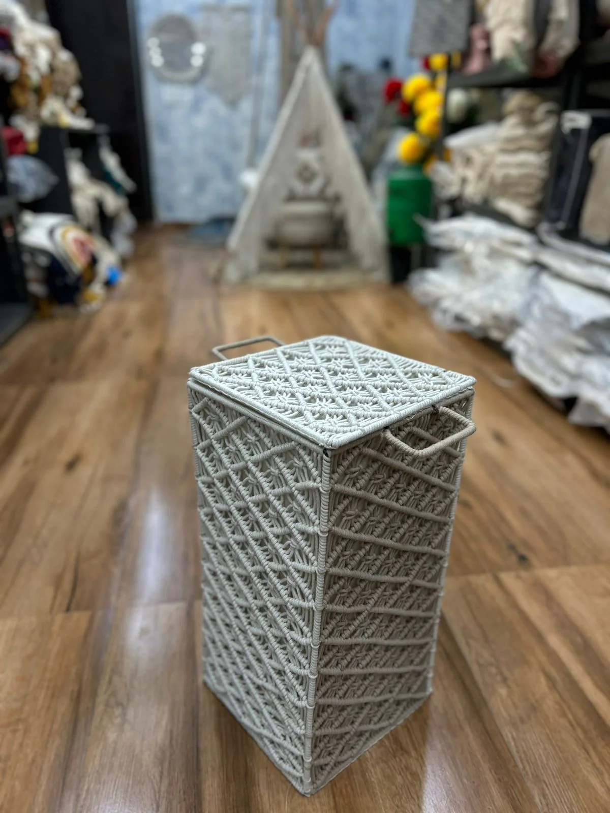 Macrame and Jute Laundry Baskets Collection